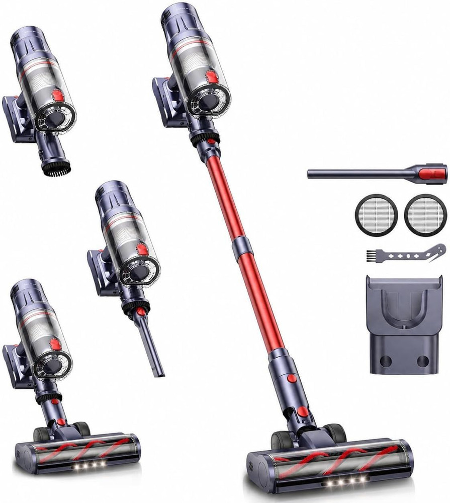 INTETURE Cordless Vacuum Cleaner 650W/55Kpa,70 Mins Standard, Purple