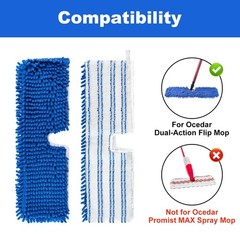 Mop Heads Replacements for O-Cedar Hardwood Floor Flip Mop, Blue