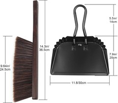 Dust Pan and Brush Set-Handheld Dustpan brush 11.8*14.3 Inch, Black