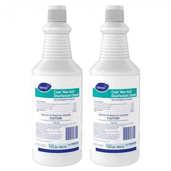 Lot/2 DIVERSEY Crew Non-Acid Disinfectant Cleaner 1 qt 32 oz Bathroom