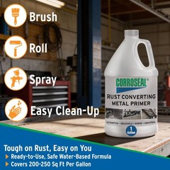 Rust Converter & Metal Primer WaterBased Rust Repair, 1 Quart 2Pack