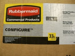 Plastics Recycling sign Rubbermaid COMMERCIAL Products 1961586 Red 33 Gallon