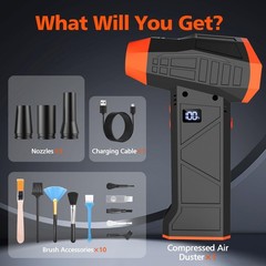 Electric Compressed Air Duster, 110000RPM Cordless Portable Air Blower Mini P…