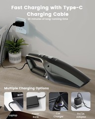 SERVOMASTER Handheld Vacuum Cordless, Car Vacuums Black Gray Cordless