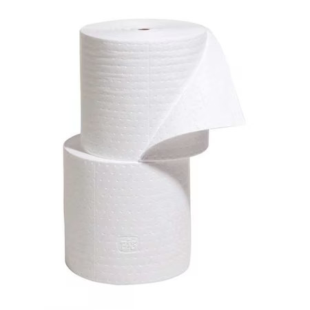 Pig Mat425 Sorbent Roll, 40 Gal, 15 In X 150 Ft, Oil, White, 2 Pk