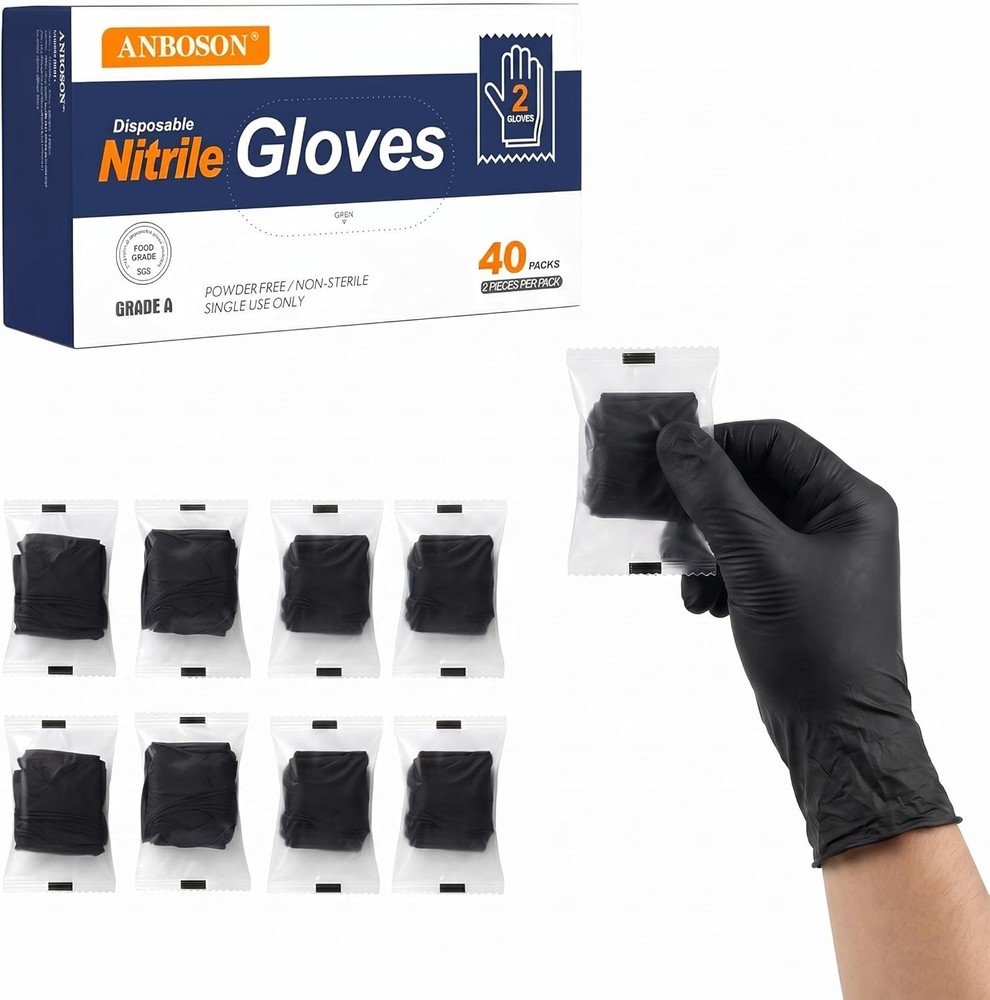 Sanitary Nitrile Gloves Disposable, 40 Pairs (80 Gloves), Indivily