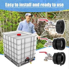 IBC Tote Hose Adapter 275-330 Gallon Water 12 mm, Long handle Valve