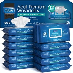 Inspire Adult Wet Wipes, Wash Cloths | Wipes for Incontinence 600 Count