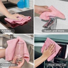 UPSTAR Microfiber Cleaning Cloth, Reusable Paper Towels Rolls, Standard, Pink