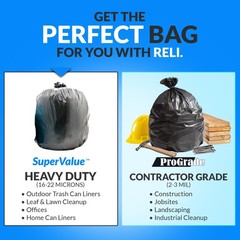 Reli. 55 Gallon Trash Heavy Duty 100 Ties Tough Leak-Proof Garbage For Large
