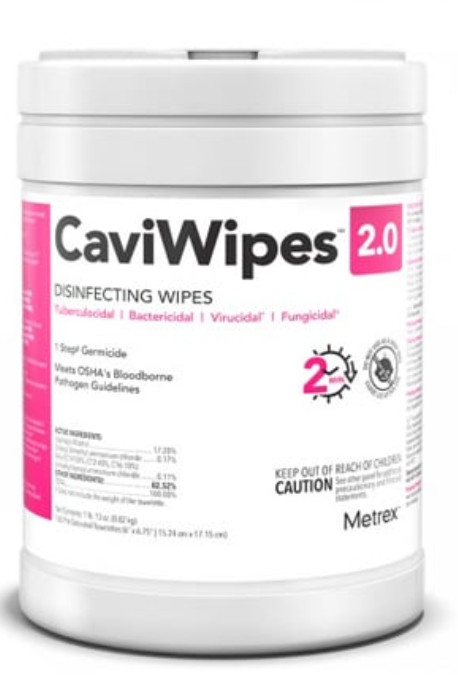 Metrex 14-1100 CaviWipes 2.0 Disinfectant Virucidal Wipes 6″ X 6.75″ 160/Can