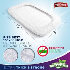 VanDuck 100% Cotton Terry Mop Pads 15×8 Inches 3-Pack, Cloth White