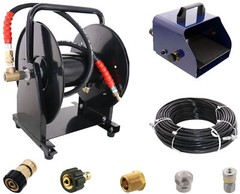 Scheiffer Sewer Jetter Kit – Foot Pedal Hose Reel 1/8″ x 200′ Hose and Nozzles
