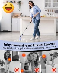 Shower Scrubber with Long Handle, Shower Cleaner Brush with 8 Floor Machine P…