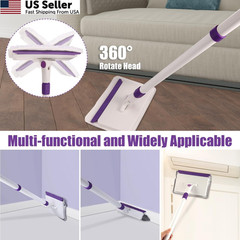 Baseboard Cleaner Tool with Handle, 60″ Extendable Long Handle Purple, White