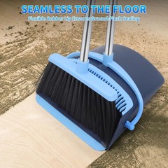 OLLSDIRE Broom and Dustpan Set for Home 2026 Indoor Outdoor Dark Blue