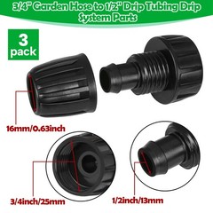 WZFLRUA Hose To 1/2 Inch Irrigation Tubing 3/4″ to 1/2″ Faucet Adapter, Black