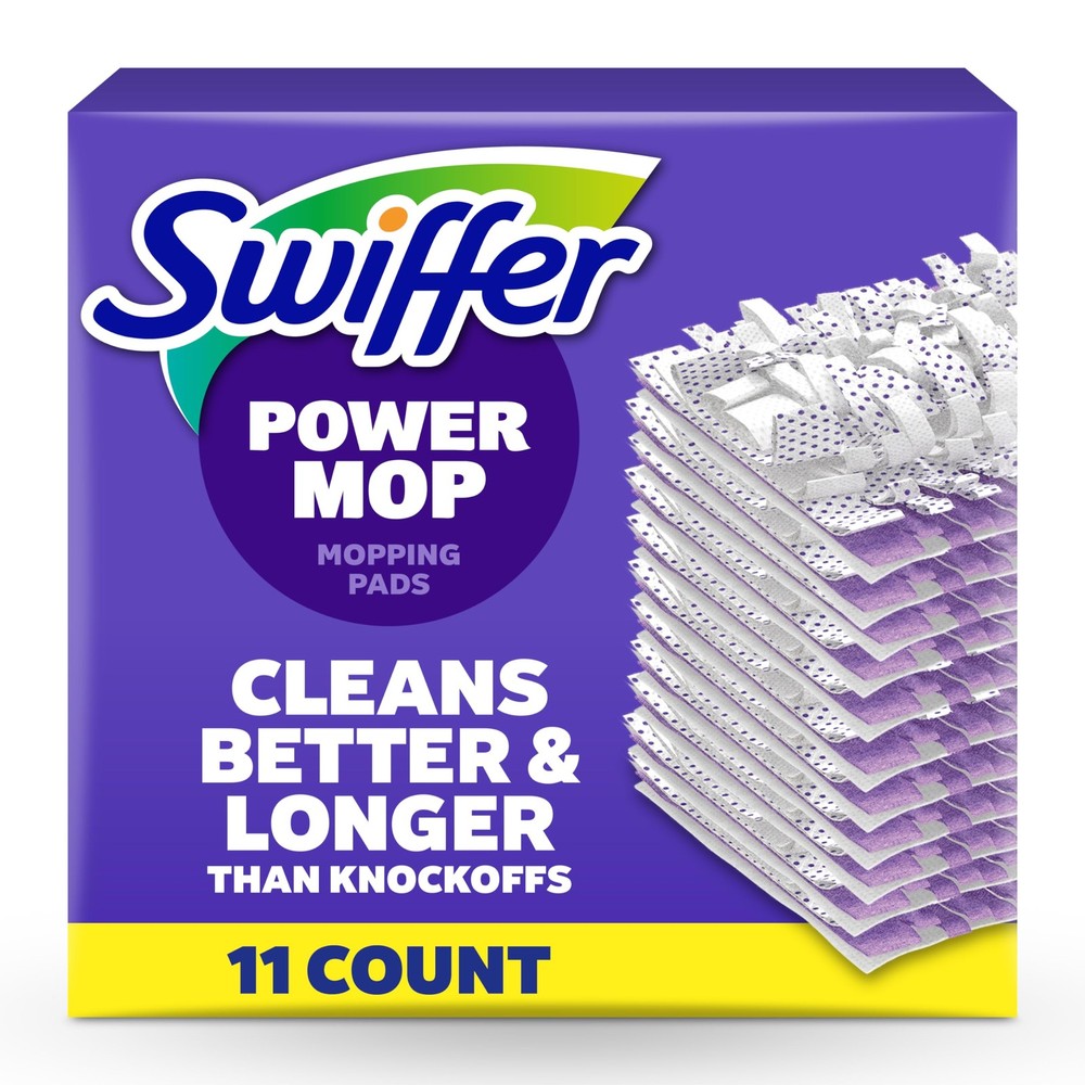 Swiffer PowerMop Multi-Surface Mopping Pad Refills for 11 Count, White/Purple