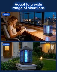 REOGLE Bug Zapper Indoor & Outdoor with Auto Smart Light Sensor, 4000V Black