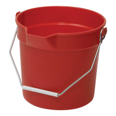 Cleaning Utility Pail Pour Spout Molded Graduations Polyethylene Red 10 Quart