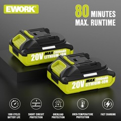 EWORK Leaf Blower Cordless, 20V 550CFM Powerful Electric Leaf Blower with 2 B…