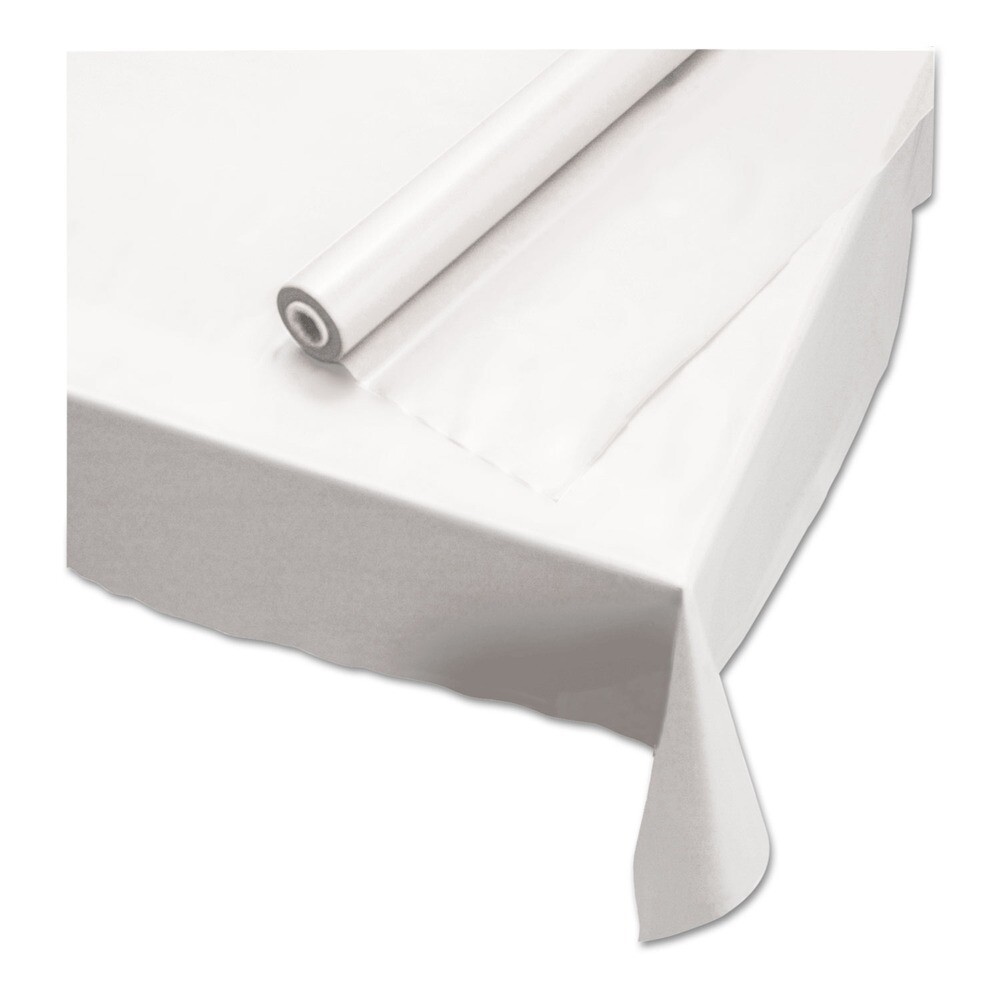 Hoffmaster 113000 40″ x 100′ Plastic Roll Tablecover – White (1-Roll) New