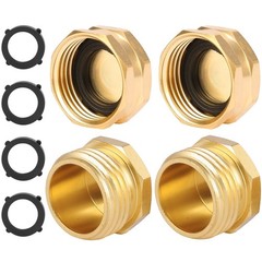 4 PCS 3/4″Garden Hose End Caps,Brass Garden Cap Male 4 Pack, Cap&Plug
