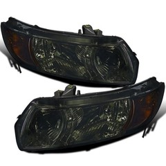 2006-2011 Honda Civic Coupe Smoke Headlights Assembly Pair Factory Replacement