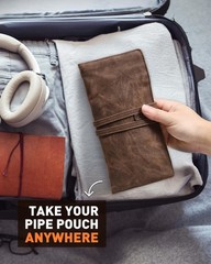 BS-VOG Waxed Canvas Tobacco Pouch for 2 Pipes, Smoking Small, Brown
