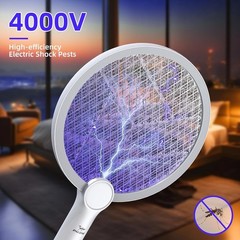 1PACK Electric Fly Swatter Foldable with USB Rechargeable for Indoor Outdoor