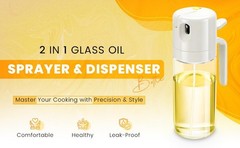 Palimeras Oil sprayer & Dispenser Bottle – 2 in 1 18.6 Ounces, Clear/Grey