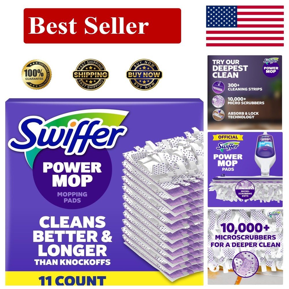 Swiffer PowerMop Multi-Surface Mopping Pad Refills for 11 Count, White/Purple