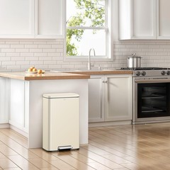 EKO Madison Vanilla Stainless Steel 50 Liter/13.2 Gallon Step Trash Can with …