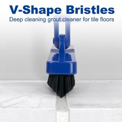 CELOX Grout Brush with Long Handle V-Shape Line Scrubber Bright-blue