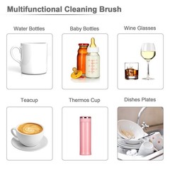 biqin Rechargeable Electric Bottle Brush Cleaner Set, 360° X-Large, White