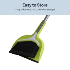 Casabella Basics 2-Piece Angled Broom and Dustpan Set, 2-Piece, Silver/Green
