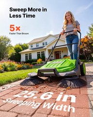 VEVOR Walk-Behind Floor Sweeper Manual Hand Push Sweeper 25.6″ Sweeping Width