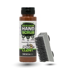 Grip Clean – Waterless Hand Cleaner for Auto Mechanics 8 Fl Oz + Brush, Brown