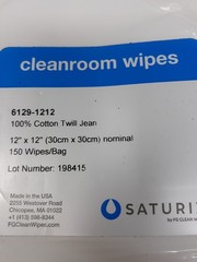 Saturix 6129-1212 Cleanroom Wipes – 12″ x 12″ (150 Pack) – Lint-Free, Industrial