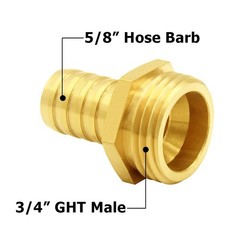 Hooshing 2PCS Garden Hose Male Adapter 5/8″ Barb x 3/4″ GHT