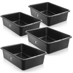 4-Pk Commercial Bus Box/Utility Tub – Plastic Storage Bin Dish Basin, 20L Blk