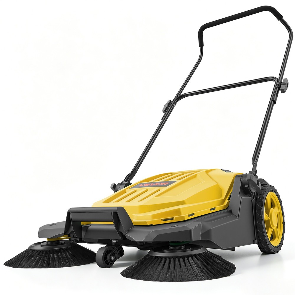 VEVOR Walk-Behind Floor Sweeper Manual Hand Push Sweeper 25.6″ Sweeping Width