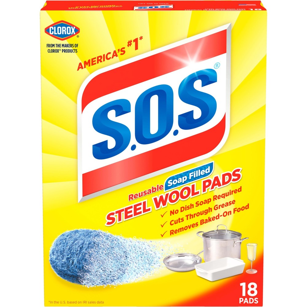 S.O.S Steel Wool Soap Pads, 18 Count 18 Count, Yellow