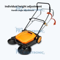 SM650 27.5″ Manual Push Powered Floor Sweeper, Triple Brushes,Indoor and Outdoor