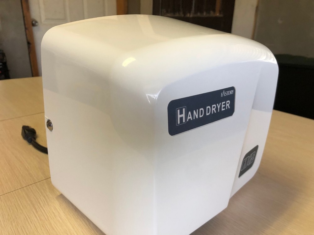 FastDry HK-1800PA Automatic Hand Dryer, White ABS Plastic Cover, 110V