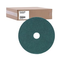 Boardwalk 4019GRE 19 in. Heavy-Duty Scrubbing Floor Pads – Green (5/Carton) New