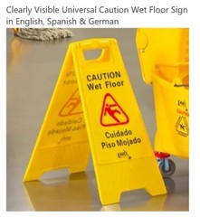 35 Qt. Mop Bucket Kit w/Side Press Wringer, Wet Floor Sign, Mop Head, & Handle