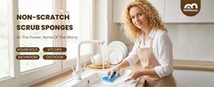 Kitchen Spons, 12 Count, Non-Scratch Scrub Spon, Sided