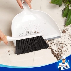 MR.SIGA Dustpan and Brush Set, Portable Cleaning 11.8 x 9.2 x 3.1 inch, White