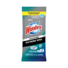 Windex Electronics-Cleaner Wipes, 1-Ply, 7×10, Neutral Scent, 25/PK, 12 Packs/CT